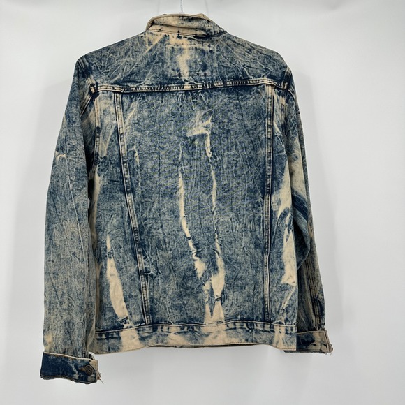 Rolling Paper Mens Streetwear Acid Wash Denim Jacket Size L Grunge Y2K Punk - Picture 2 of 7